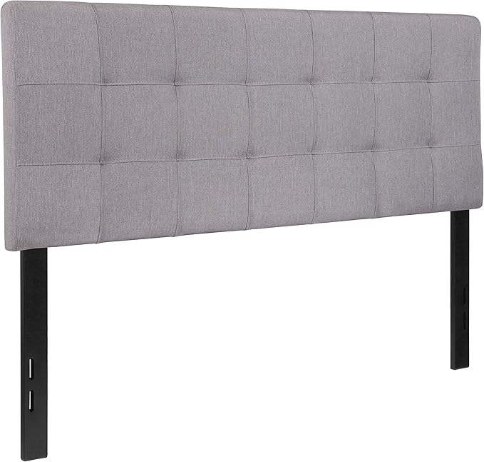 Flash Furniture Bedford Tufted Upholstered Full Size Headboard in Light Gray Fabric