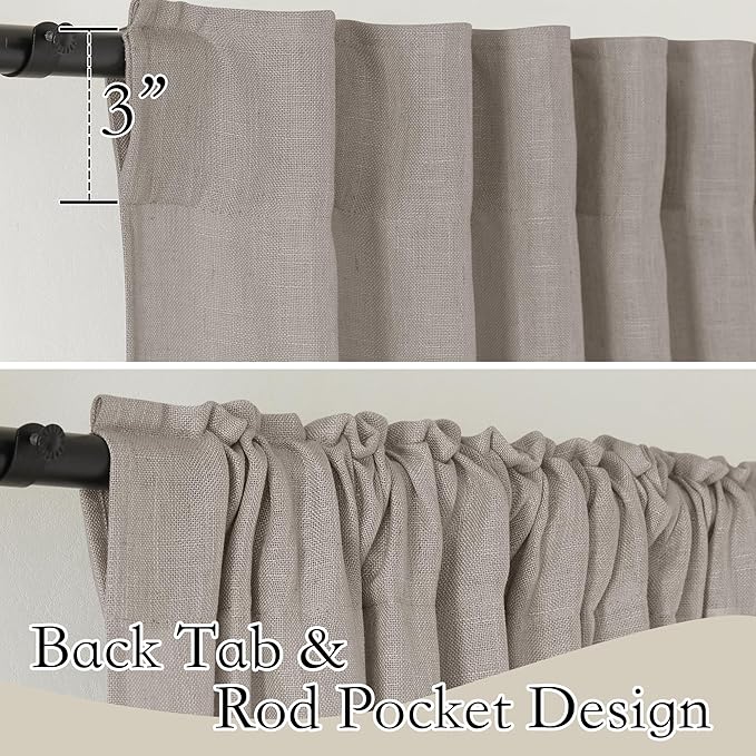 RYB HOME Linen Textured Curtains Semi Sheer Window Curtains Light Filtering Ariy Privacy Sheers for Bedroom Living Room Bathroom Patio Door, Birch Brown, 52 inch Wide x 84 inch Long, 2 Panels
