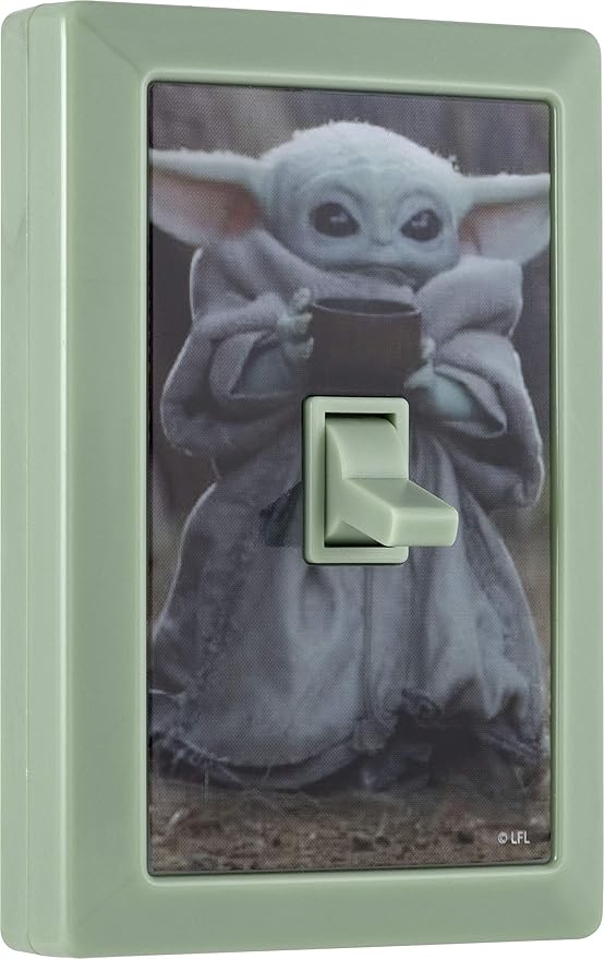 STAR WARS The Child Wall Switch, Battery Operated, Night Light, Wireless, Baby Yoda, Mandalorian, ON/Off, LED Light Switch, Perfect for Bedrooms, Bathrooms, Nursery, Game Room and More, 53291