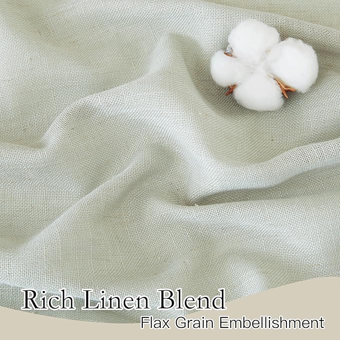 RYB HOME Linen Blend Curtains 72 inch Length for Dining Room Decorative, Thick Heavy Textured Breathable Privacy Assured Wrinkle Resistance Boho, W 52 x L 72 inches, Sage Green, 2 Panels