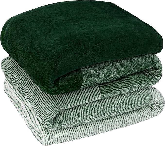 PAVILIA Green Ombre Fleece Throw Blanket for Couch, Soft Flannel Blanket for Sofa Bed Room, Plush Lightweight Emerald Forest Dark Green Gradient Blanket, Cozy Microfiber Decorative Gift Throw, 50x60