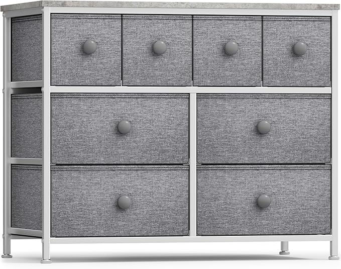 Sorbus Dresser with 8 Drawers - Chest Clothing Organizer Unit with Steel Frame Wood Top Knob Handle Easy Pull Fabric Bins - Large Storage Furniture for Bedroom, Hallway, Living Room, Nursery & Closet