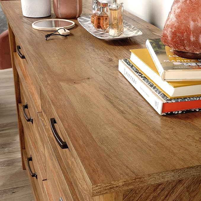 Sauder Cannery Bridge 6 Drawer Dresser Bedroom Dresser Chest of Drawers Wooden, in Sindoori Mango