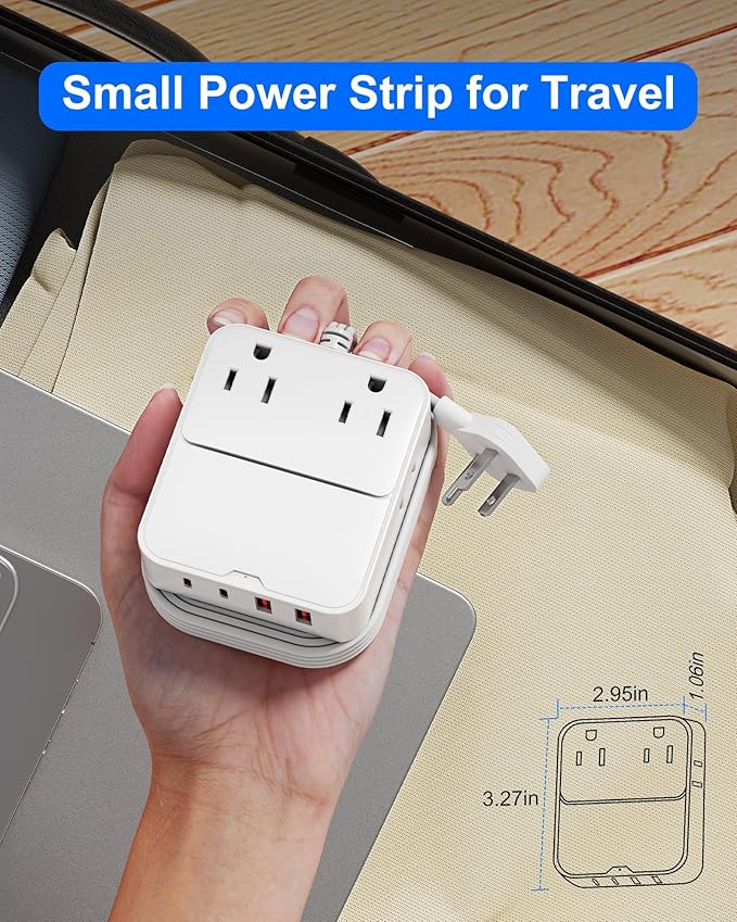 Power Strip Flat Plug with 4 AC Outlets 4 USB Ports (20W), Surge Protector Charging Station with Overload Protection, 6Ft Flat Plug Extension Cord, Fast Charging for Office Dorm Room (White)