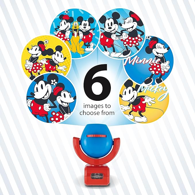 Projectables Disney Mickey and Minnie Mouse Night Light LED Projector, Plug-in, Dusk-to-Dawn Sensor, for Kids, Baby, Boys, Girls, Nursery, Toy Room, Playroom, Bedroom, 67164