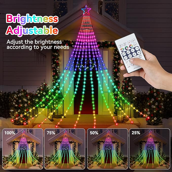 FUNIAO (New Multi Color Changing Christmas Lights, Christmas Tree Lights with Remote, 335 LED RGB Timer & Waterproof Outdoor String Lights for Halloween, Christmas, New Year (RGB Color Change)