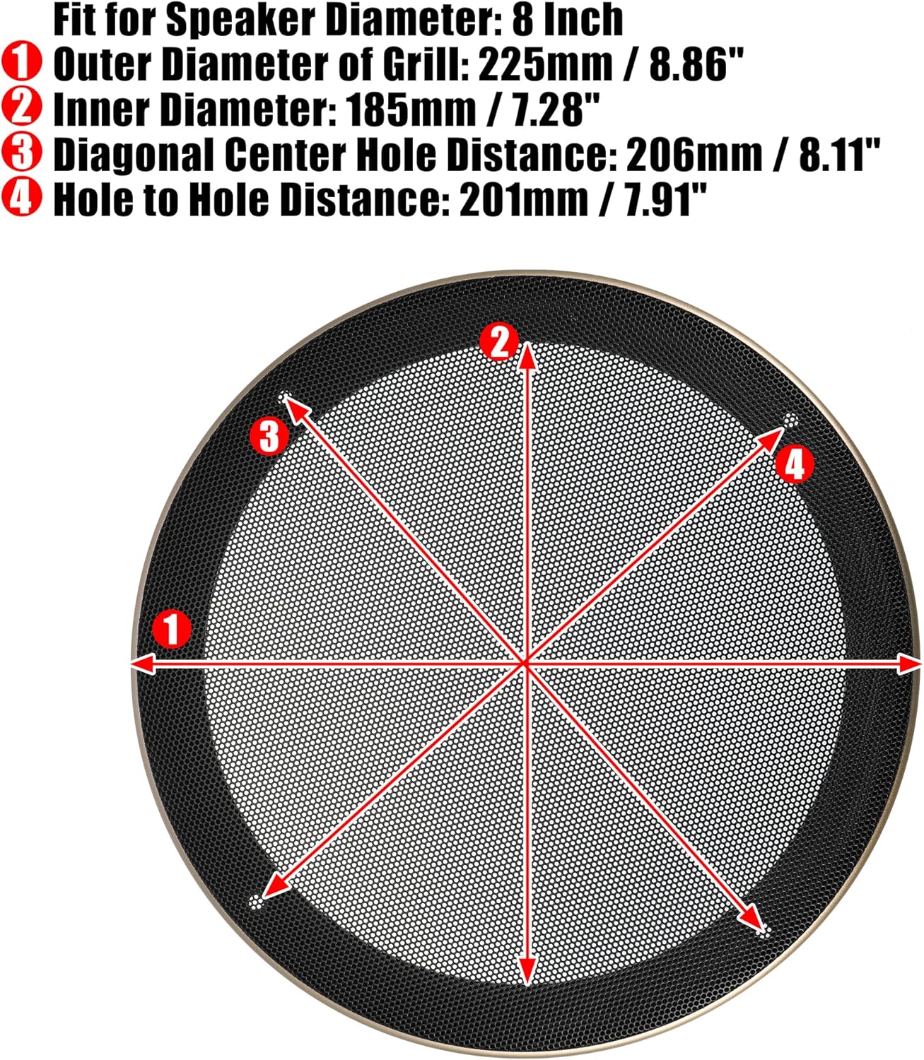X AUTOHAUX 8 Inch Car Metal Audio Speaker Grill Cover Mesh Woofer Horn Guard Decorative Circle Grille Protector with