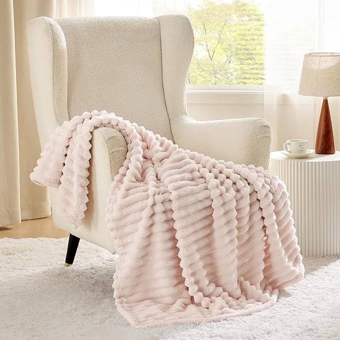 Bedsure GentleSoft Crystal Pink Throw Blanket for Couch - Cozy Soft Blankets for Women, Cute Small Throws for Girls, 50x70 Inches