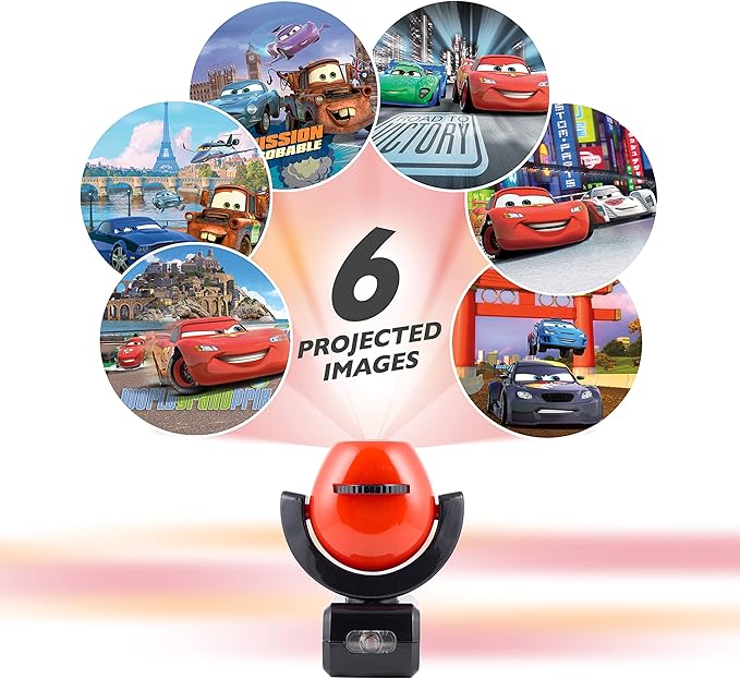 Projectables Pixar Cars LED Kids Night Light, Plug-In, Projector, Dusk-to-Dawn, Lightning McQueen, Galaxy Light, Hallway, Bedroom, Nursery, Playroom, Gaming Room, 11740