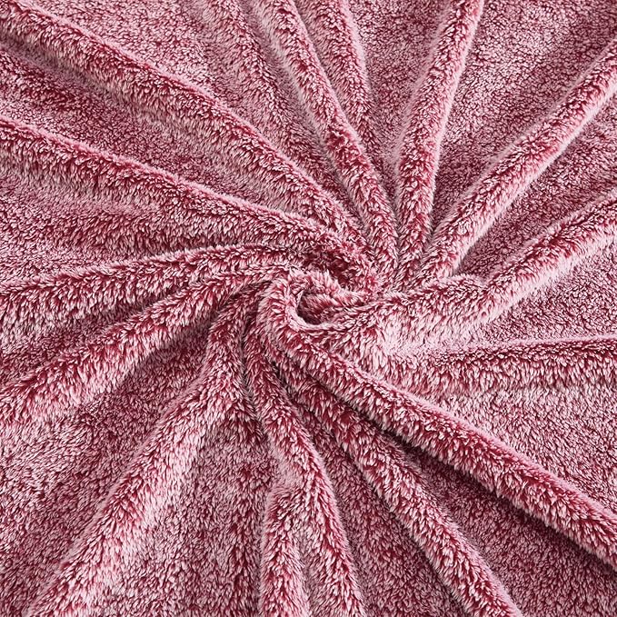Exclusivo Mezcla Plush Fuzzy Fleece Bed Blanket King Size, Super Soft, Fluffy and Warm Blankets, Suitable for All Seasons (Mixed Deep Red, 90x104 Inches)