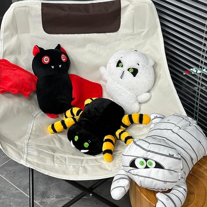 SUNLIN Interactive Halloween Ghost Cute Soft Plush Toy Gift for Adults & Kids 3+, Touch & Sound Activated Prank with Sound & Glowing Eyes, Scary Party Supplies Home Decor