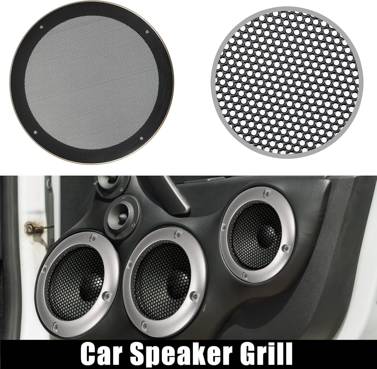 X AUTOHAUX 8 Inch Car Metal Audio Speaker Grill Cover Mesh Woofer Horn Guard Decorative Circle Grille Protector with