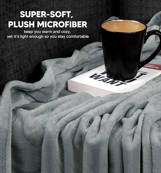 Utopia Bedding Fleece Blanket Throw Size Ash Grey 300GSM Luxury Anti-Static Fuzzy Soft Microfiber Blanket for Couch, Sofa and Bed (60x50 Inch)