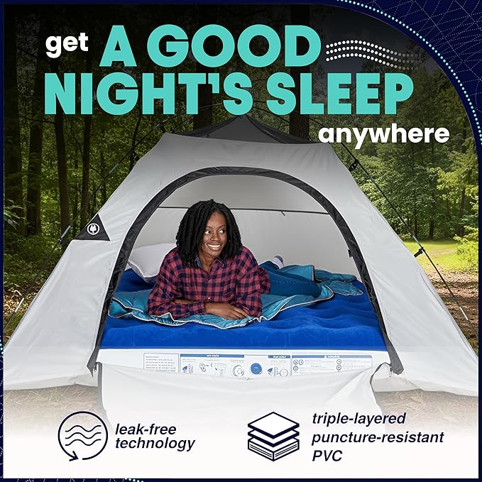 EnerPlex Camping Air Mattress with Built in Pump - Twin Blow Up Mattress for Travel Guests - Portable Bed for Adults and Kids - Blue Open Box