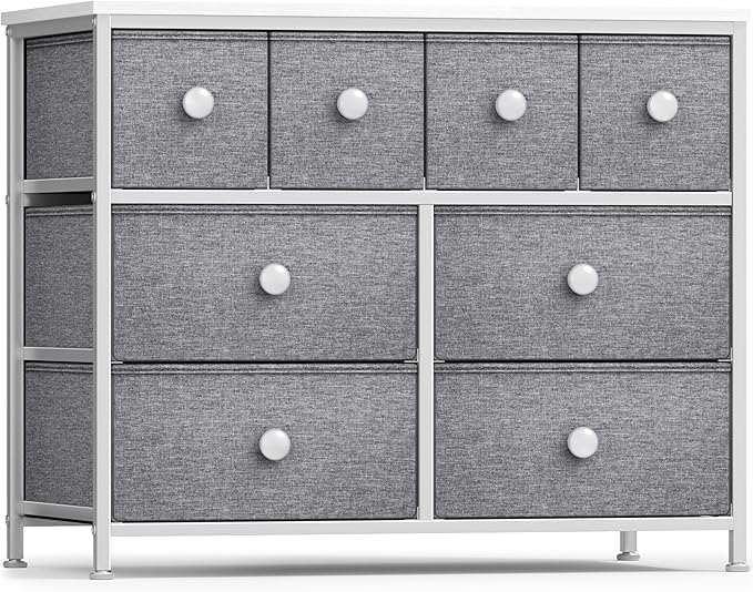 Sorbus Dresser with 8 Drawers - Chest Clothing Organizer Unit with Steel Frame Wood Top Knob Handle Easy Pull Fabric Bins - Large Storage Furniture for Bedroom, Hallway, Living Room, Nursery & Closet