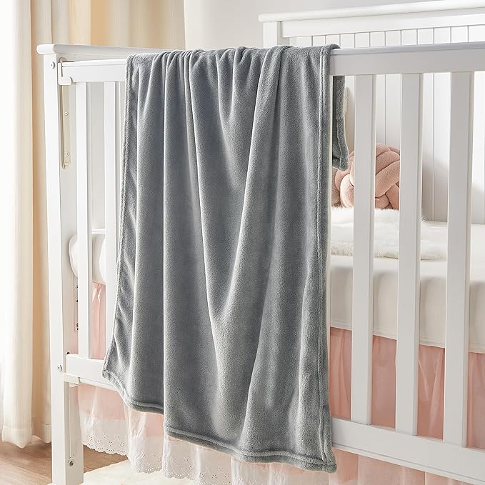 BEDELITE Baby Blankets for Boys and Girls 30" x 40", Soft Cozy Fuzzy Fleece Blanket for Kids Infant Newborn, Warm and Breathable Toddler Blanket for Crib Stroller Bed Travel, Grey