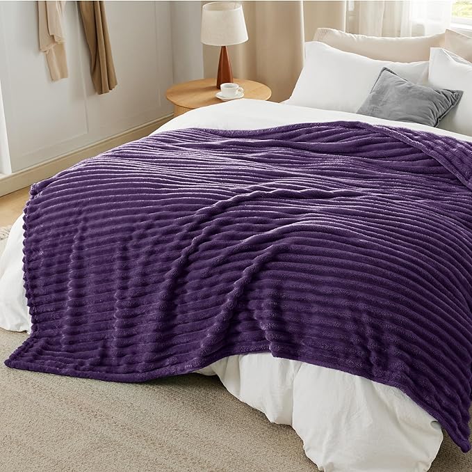 Bedsure GentleSoft Purple Fleece Blanket for Couch - Cozy Soft Blankets for Women, Cute Small Throws for Girls, 90x90 Inches