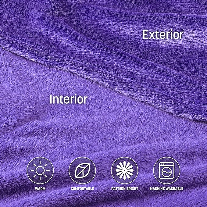 Catalonia Wearable Fleece Blanket with Sleeves and Foot Pockets for Adult Women Men, Micro Plush Comfy Wrap Sleeved Throw Blanket Robe Large, Purple