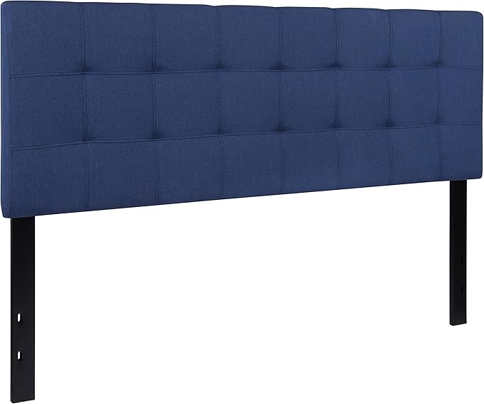 Flash Furniture Bedford Box Stitch Tufted Upholstered Queen Size Headboard in Navy Fabric