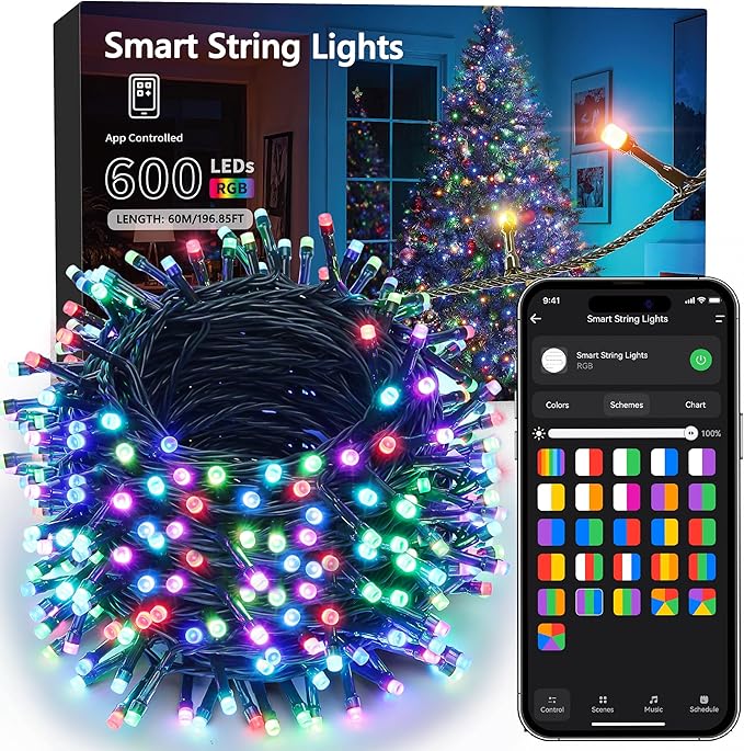 Brizled Smart Christmas Lights, 196ft 600 LED Smart WiFi Color Changing String Lights App Controlled, RGB Christmas Tree Lights Work with Alexa & Google Home for Halloween Indoor Outdoor Decor