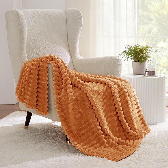 Bedsure GentleSoft Burnt Orange Fall Throw Blanket for Couch - Cozy Soft Blankets for Women, Cute Small Fall Throws for Girls, Orange, 50x60 Inches