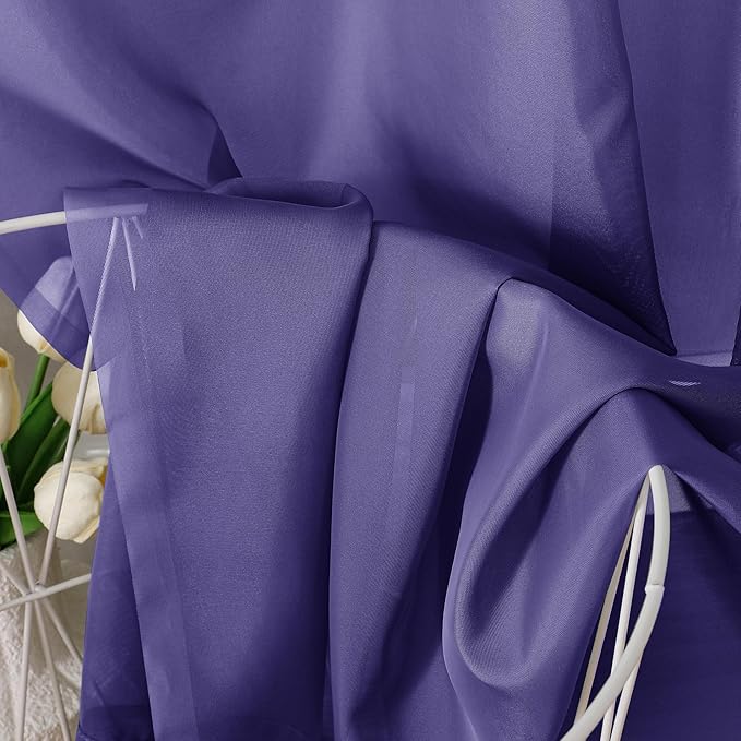 Aiyufeng Purple Sheer Curtains 84 Inches Long 2 Panels Set, Light Filtering Soft Airy Voile Rod Pocket Purple Sheer Window Drapes for Bedroom Living Room, Each 40Wx84L Inches