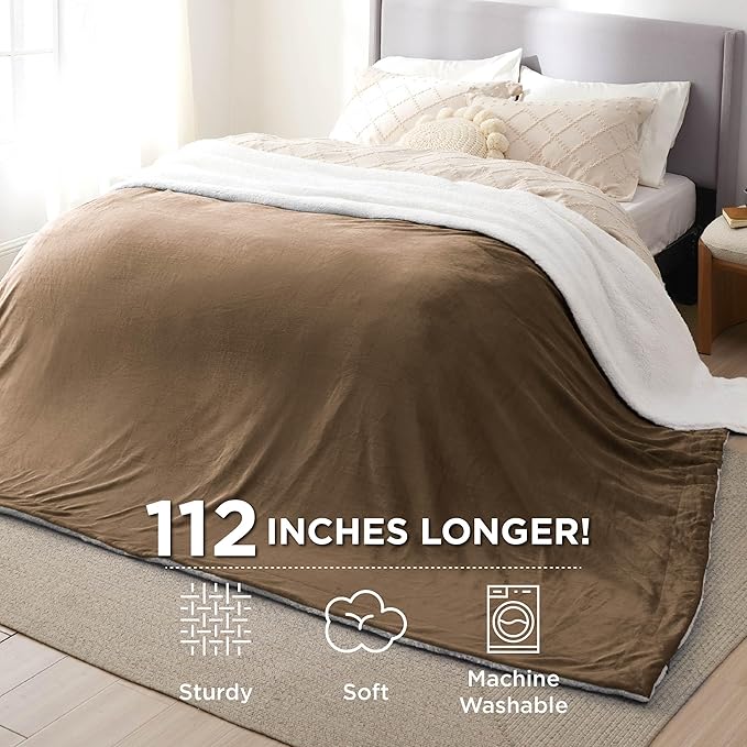 Bedsure GentleSoft Sherpa Fleece Oversized Cal King Blankets for Bed - Thick and Warm Throw for Women and Men, Soft Fuzzy Plush Large Blanket for Winter, Camel, 112x98 Inches