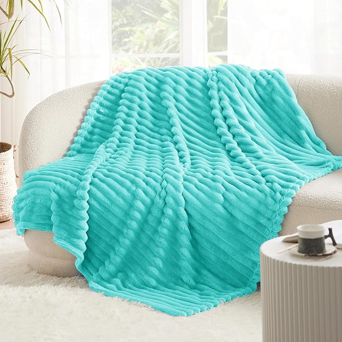 Bedsure GentleSoft Blue Throw Blanket for Couch - Cozy Soft Blankets for Women, Cute Small Fleece Throws for Girls, Birthday Gifts for Women Decor Gifts for Mom, Blue Fog, 50x70 Inches