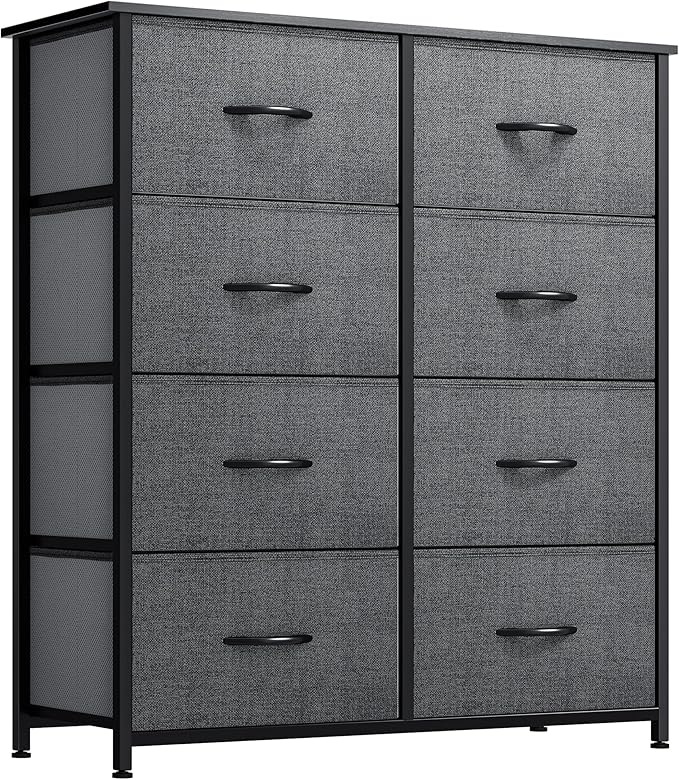 YITAHOME Dresser for Bedroom, Tall Dresser with 8 Drawers, Storage Tower with Fabric Bins, Chest of Drawers for Closet & Living Room - Sturdy Steel Frame, Wooden Top