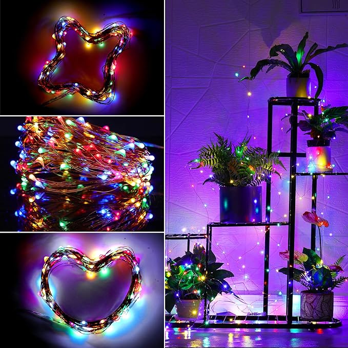 Mikasol Fairy Lights Battery Operated, 1 Pack Mini 3*AAA Battery Powered Copper Wire Led Starry String Lights Firefly Lights for Bedroom, Christmas, Parties, Decoration (5m/16ft Multi Color)