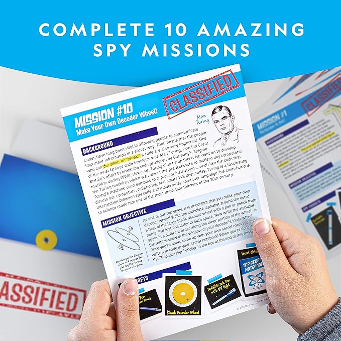 National Geographic Spy Science Kit - Kids Spy Activity Set, Complete 10 Secret Missions with Gadgets for Kids and Gear, Detective Kit, Science Kits, Pretend Play, Spy Halloween Costume