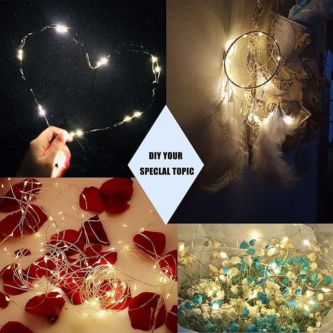 24 Packs Fairy Lights Battery Operated LED String Light 10.2FT 30LEDs Waterproof Copper Wire Firefly Light Mini Starry Moon Light for DIY Crafts Wedding Table Party Bedroom Christmas deco(Warm White)