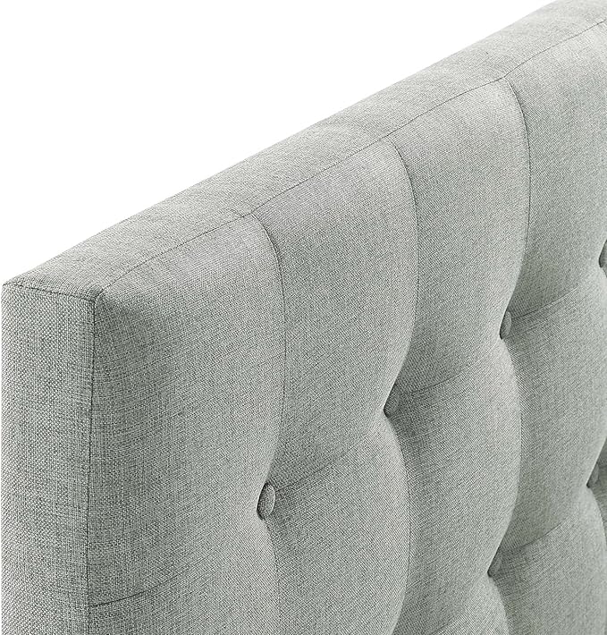 Modway Emily Tufted Button Linen Fabric Upholstered Full Headboard in Gray