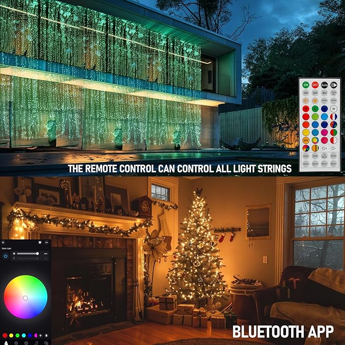 Dazzle Bright Smart Color Changing Christmas Lights, 66FT 200 LED RGB String Lights with Remote & App Controlled, Halloween Decorations for Indoor Outdoor Holiday Xmas Tree Party Decor