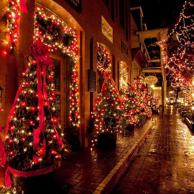 Brizled Red & Warm White Christmas Lights, 33ft 100 LED Christmas String Lights, 120V UL Certified Xmas Tree Light Connectable White Xmas Light Indoor Outdoor for Home Tree Holiday Wedding Patio Decor