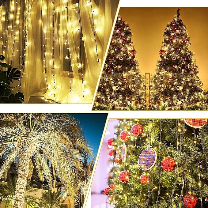 QUWIN Waterproof LED Outdoor Christmas String Lights, 279Ft 800 LED UL Certified 8 Modes with End-to-End Plug, Indoor & Outside Fairy Light for Christmas Tree, Patio, Wedding, Party (Warm White)