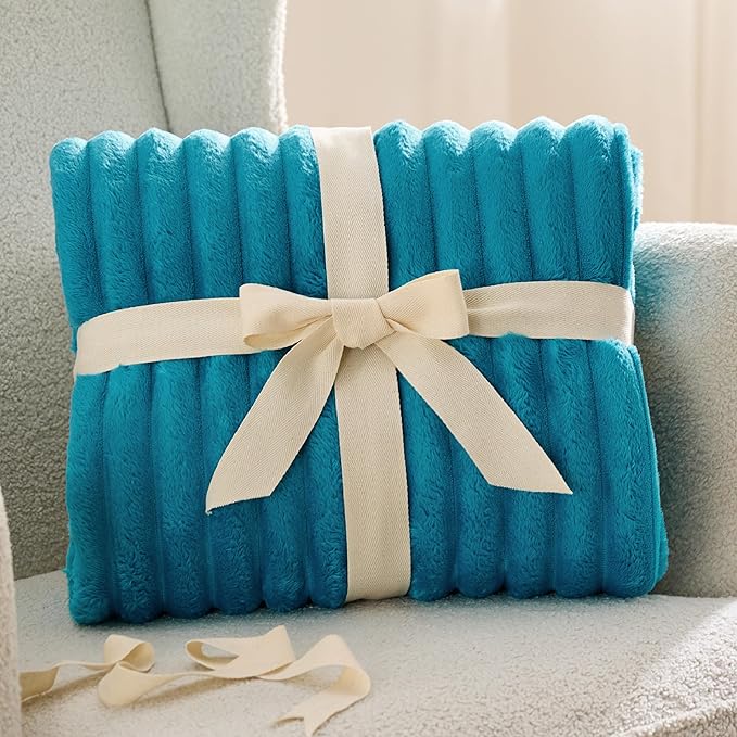 Bedsure GentleSoft Teal Fleece Blanket for Couch - Cozy Soft Blankets for Women, Cute Small Throws for Girls, 90x90 Inches