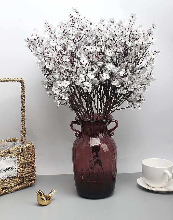 JAKY-Global Babys Breath Silk Artificial Flowers Bulk 9pcs for Fall Decor Fake Flower Bouquet Bulk for Home Kitchen Indoor Bouquet Floral Arrangement Table Centerpieces Party Decor(Silver)