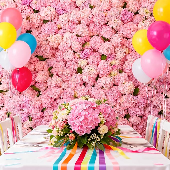 100PCS Artificial Hydrangea Flowers, Fake Flowers Silk Hydrangea Full Flowers Heads with Stems for Wedding Home Party Shop Baby Shower Decor (Bubble Pink)