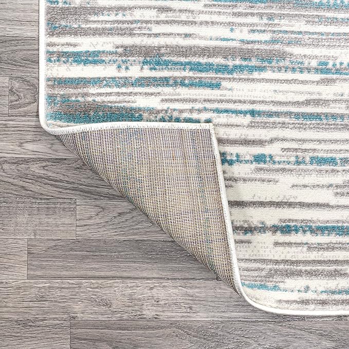 JONATHAN Y Speer Abstract Linear Stripe Gray/Blue Indoor Area Rug, 4x6, Contemporary, Rustic, Easy-Cleaning for Living Room, Bedroom, Kitchen, Pet Friendly, Non-Shedding (LUX106A-4)