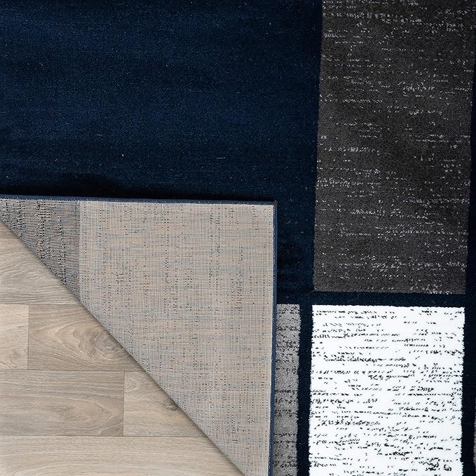 Rugshop Contemporary Modern Boxes Area Rug 5' 3" x 7' 3" Navy