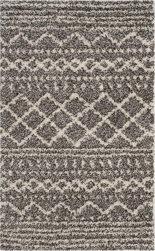 SAFAVIEH Arizona Shag Collection Accent Rug - 3'2" x 5', Brown & Ivory, Moroccan Design, Non-Shedding & Easy Care, 1.6-inch Thick Ideal for High Traffic Areas in Foyer, Living Room, Bedroom (ASG741B)