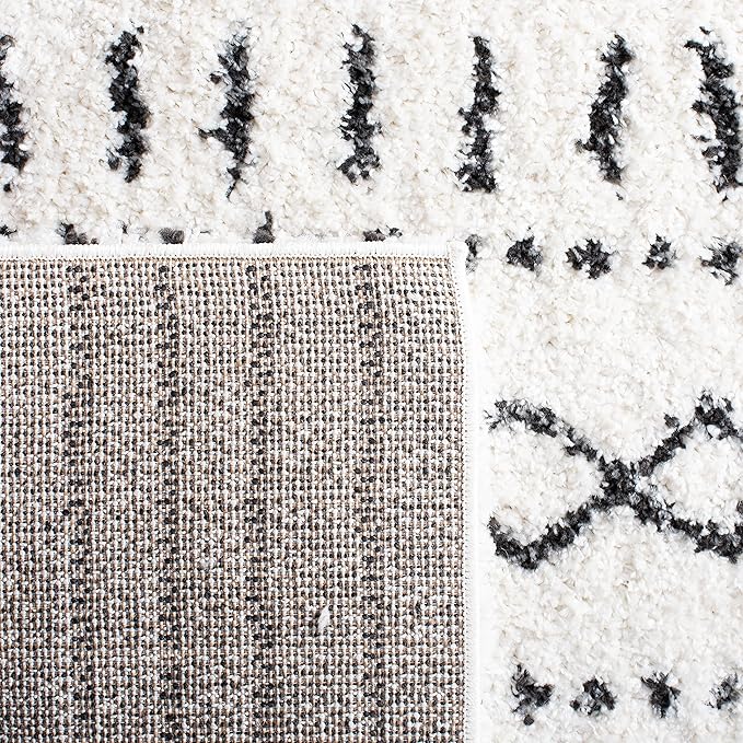 SAFAVIEH Arizona Shag Collection Area Rug - 2'3" x 20' Runner, Ivory & Black, Non-Shedding & Easy Cleaning, Plush Thick Pile, Ideal for Living Room, Bedroom, Dining Space (ASG741Z)