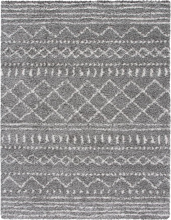SAFAVIEH Arizona Shag Collection Area Rug - 10' x 14', Brown & Ivory, Moroccan Design, Non-Shedding & Easy Care, 1.6-inch Thick Ideal for High Traffic Areas in Living Room, Bedroom (ASG741B)