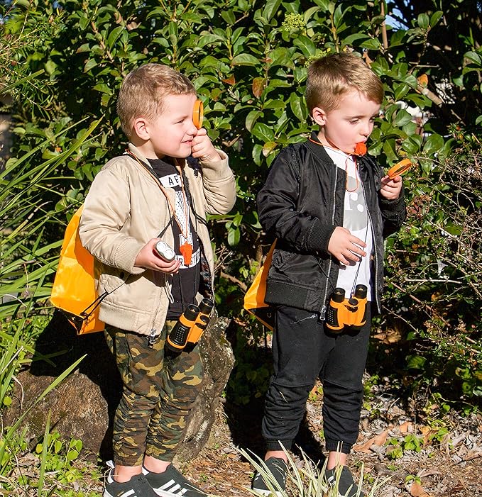 Adventure Kidz Outdoor Exploration Kit, Children’s Binoculars with Case, Flashlight, Compass, Whistle, Magnifying Glass, Backpack. Great Kids Gift Set for Camping, Hiking, STEM and Pretend Play