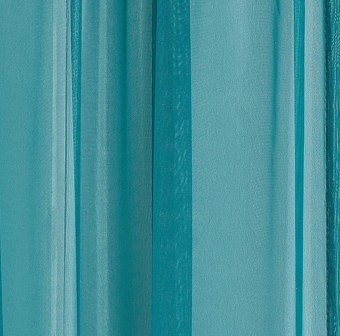 LinenZone Teal Window Scarf Valance in 144 Inch Size. Use Window Scarves as Canopy Bed or Backdrop Curtains, Curtain Scarf, or Sheer Fabric for Draping. (Amazing 55 x 144, Teal)