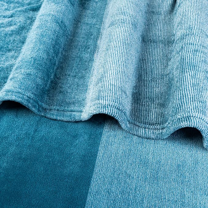 PAVILIA Blue Ombre Fleece Throw Blanket for Couch, Soft Flannel Blanket for Sofa Bed Room, Plush Lightweight Turquoise Light Blue Gradient Blanket, Cozy Microfiber Decorative Gift Throw, 50x60