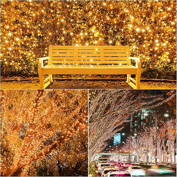 Blissun Halloween Lights, 50-Count Black Wire Light Set, Battery Operated Halloween Mini String Light with 8 Modes, 16 ft Fairy Lights for Halloween Tree Garden Wreath Decorations (2 Pack, Orange)