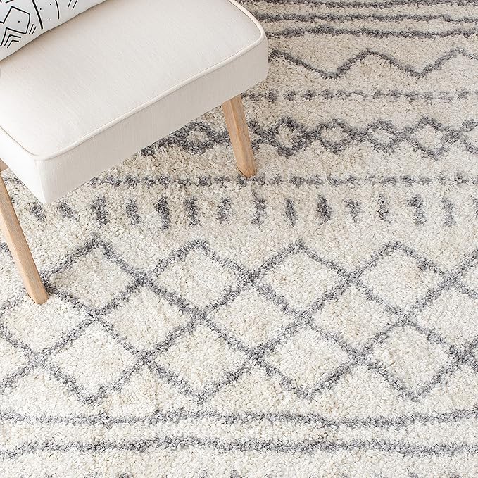 SAFAVIEH Arizona Shag Collection Area Rug - 3'2" Square, Ivory & Grey, Moroccan Design, 1.6-inch Thick, Non-Shedding, Ideal for High Traffic Areas in Living Room, Bedroom, Dining (ASG741F-3SQ)