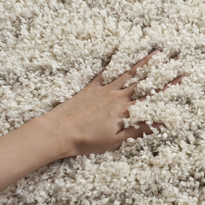 SAFAVIEH Arizona Shag Collection Area Rug - 6'7" Square, Ivory & Beige, Moroccan Design, Non-Shedding & Easy Care, 1.6-inch Thick Ideal for High Traffic Areas in Living Room, Bedroom (ASG741A)